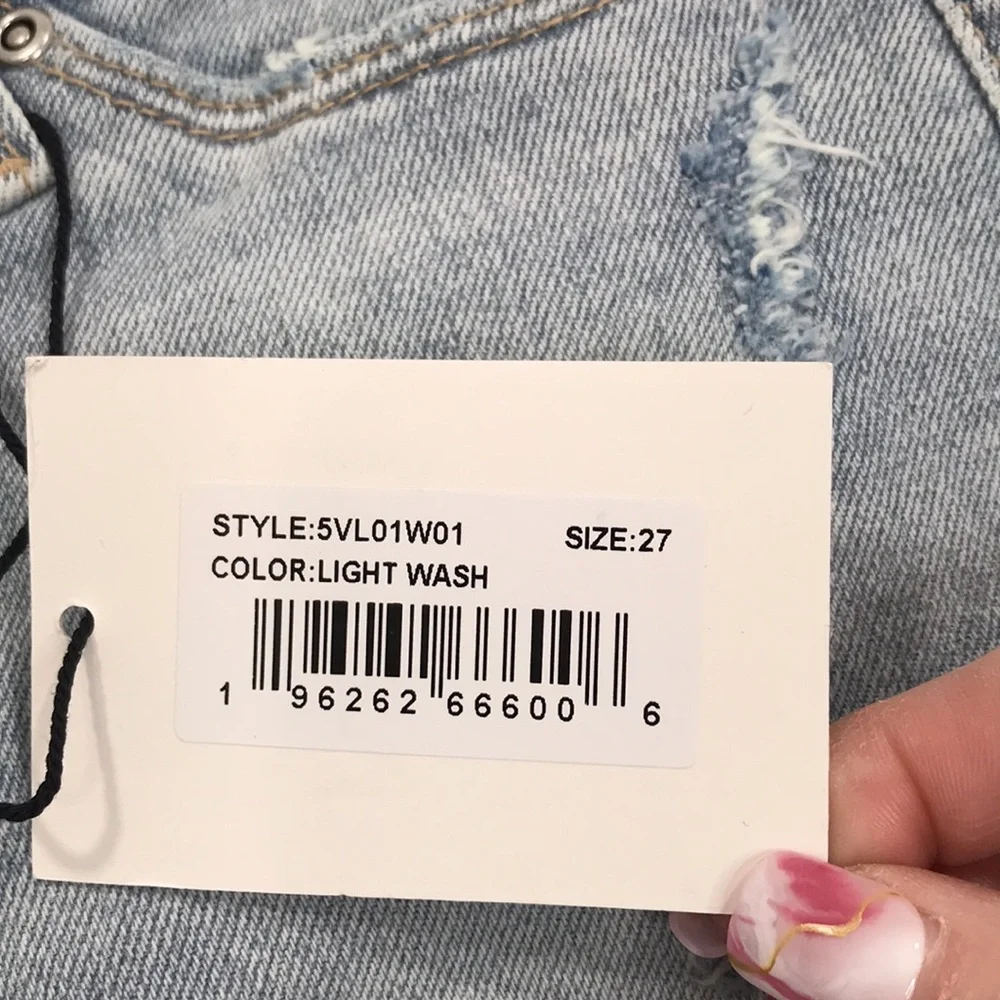 LNDN Denim Distressed Light Wash Straight Jeans Size 27 New